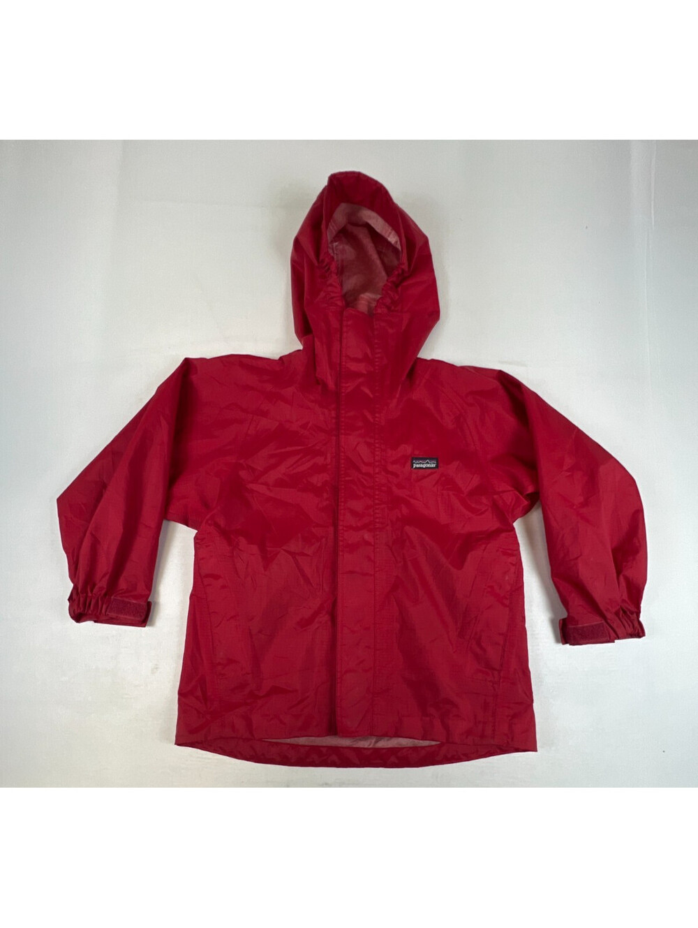 Patagonia Kids Girls Rain Jacket Red Hooded Waterproof Lightweight Size XS 5-6